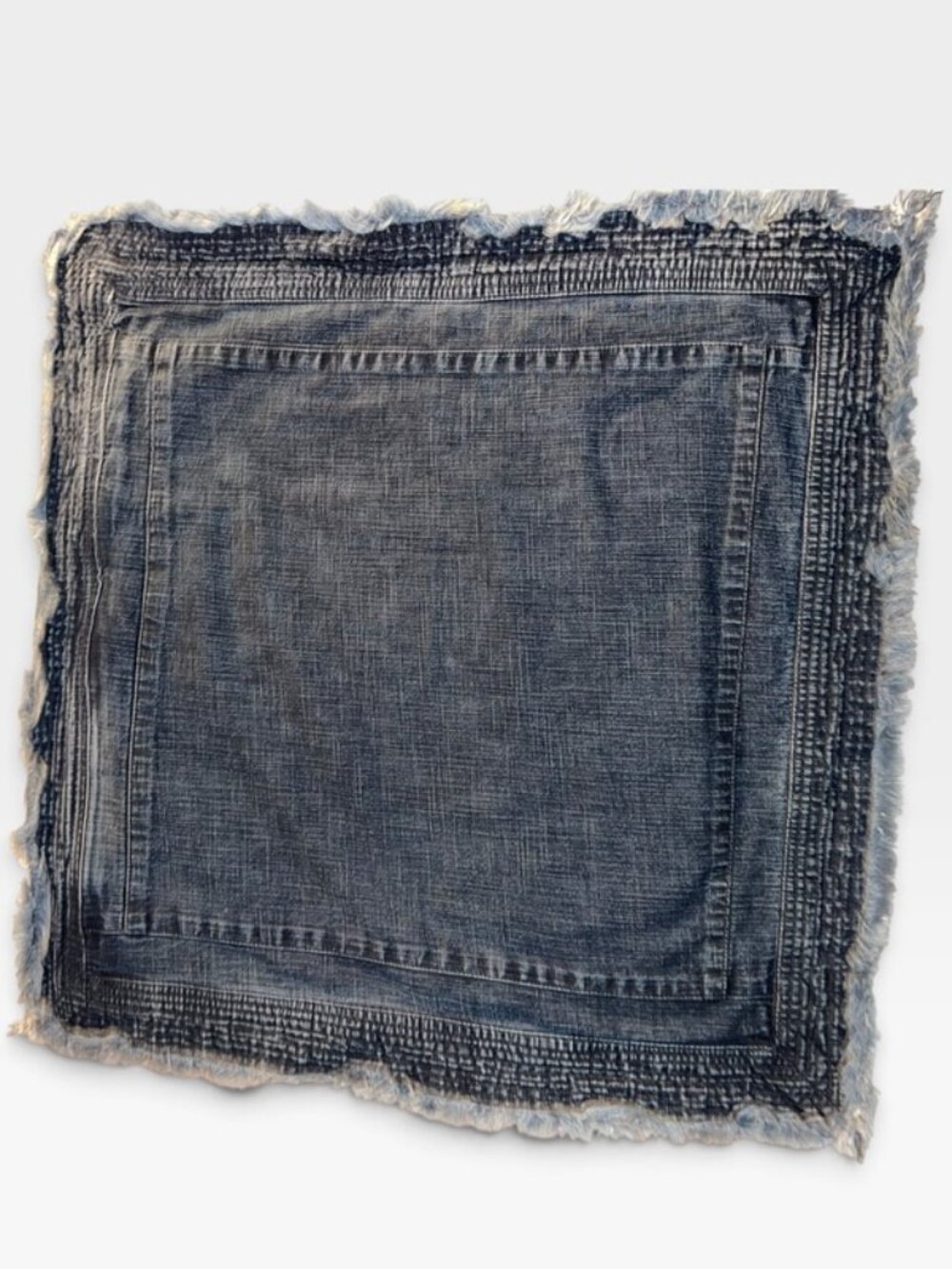 Pottery Barn deep indigo denim fringe trim accent pillow cover 18x18